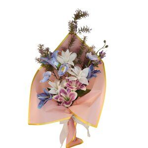 Faux Flower Bouquet Home Decor Artificial Poppies and Lilies Pastel Floral Arran